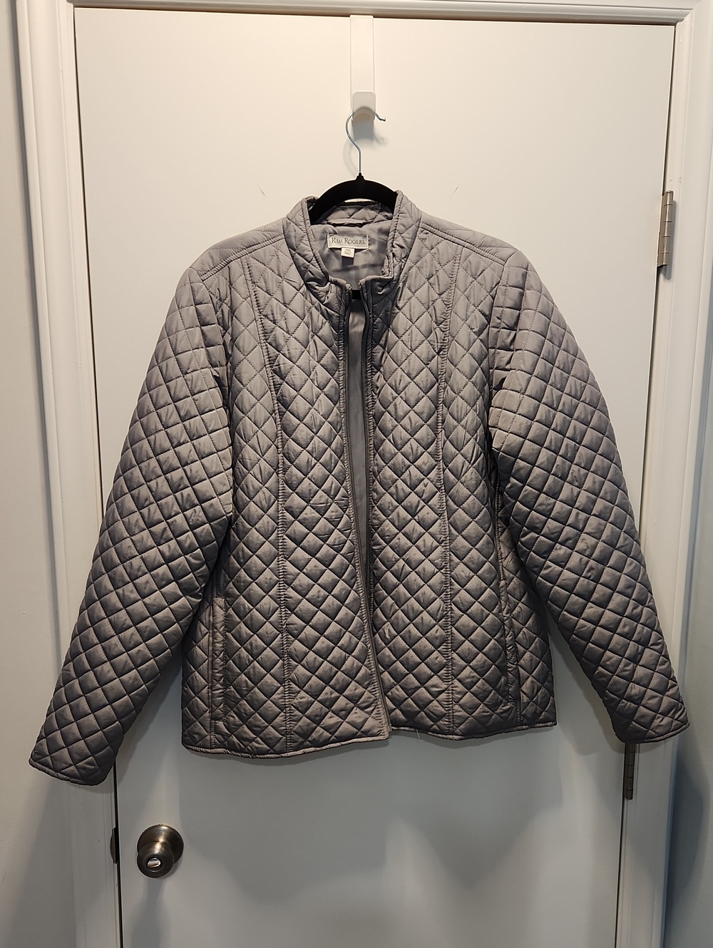 Kim Rogers Light Gray Quilted Puffer Jacket